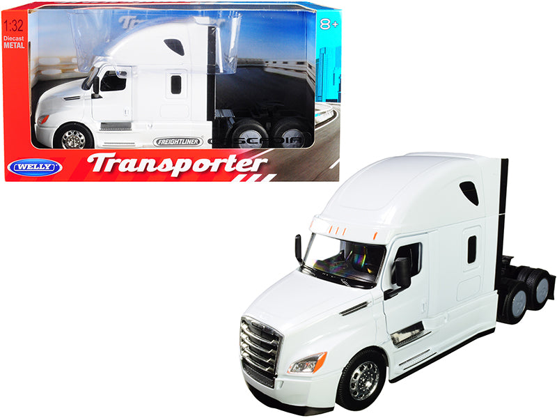 Freightliner Cascadia Truck White "Transporter" 1/32 T&y Diecast Model by Welly