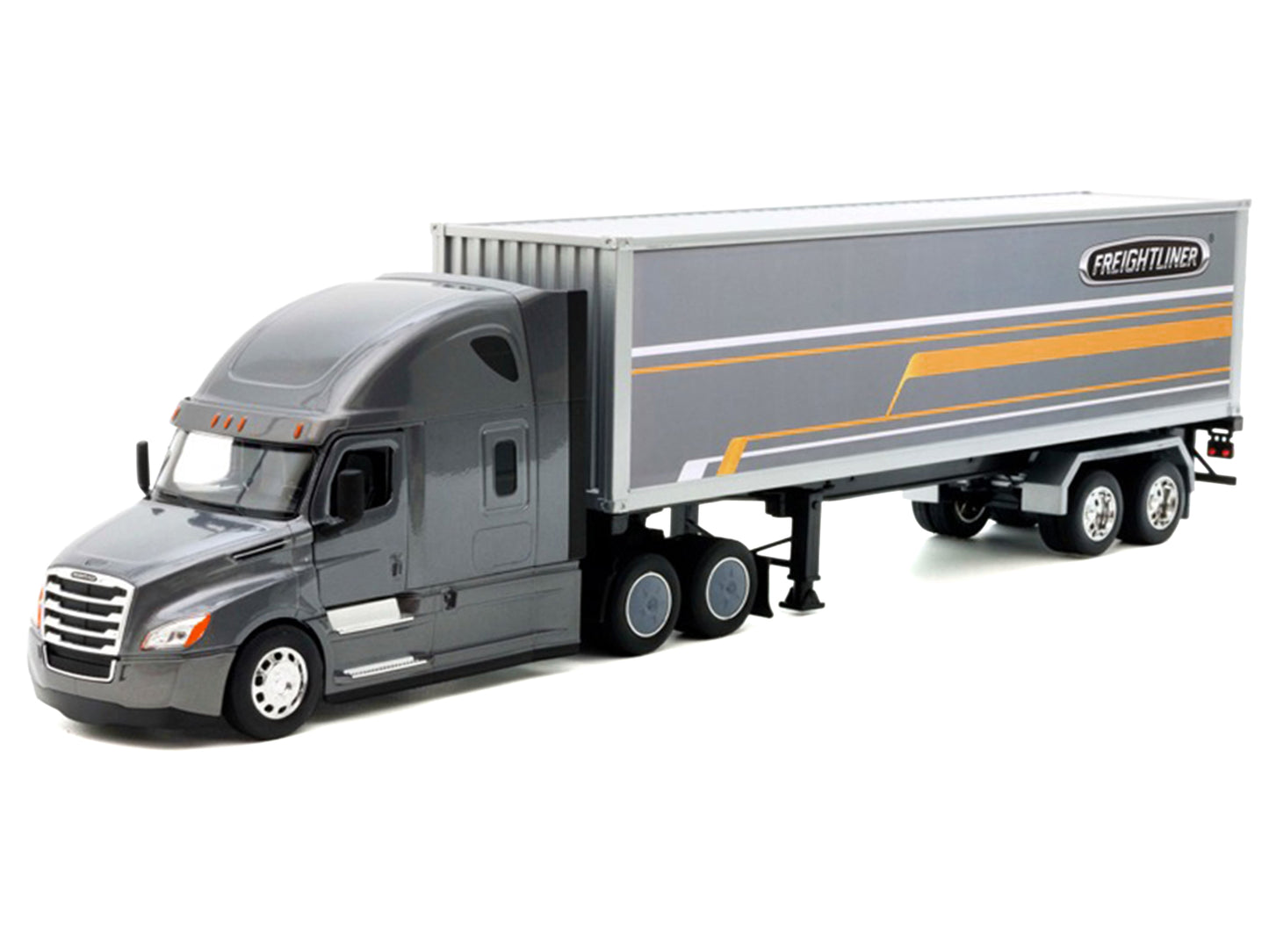 Freightliner Cascadia Truck Gray Metallic with Gray Container with Graphics "Transporter" Series 1/32 T&y Diecast Model by Welly