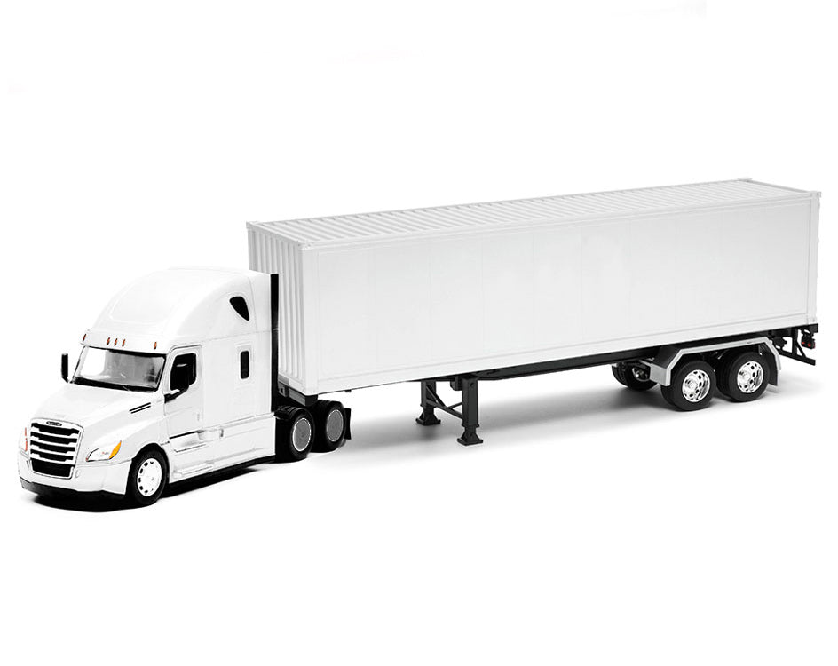 Freightliner Cascadia Truck White with White Container "Transporter" Series 1/32 T&y Diecast Model by Welly
