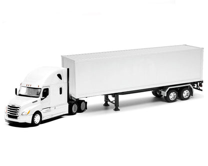 Freightliner Cascadia Truck White with White Container "Transporter" Series 1/32 T&y Diecast Model by Welly