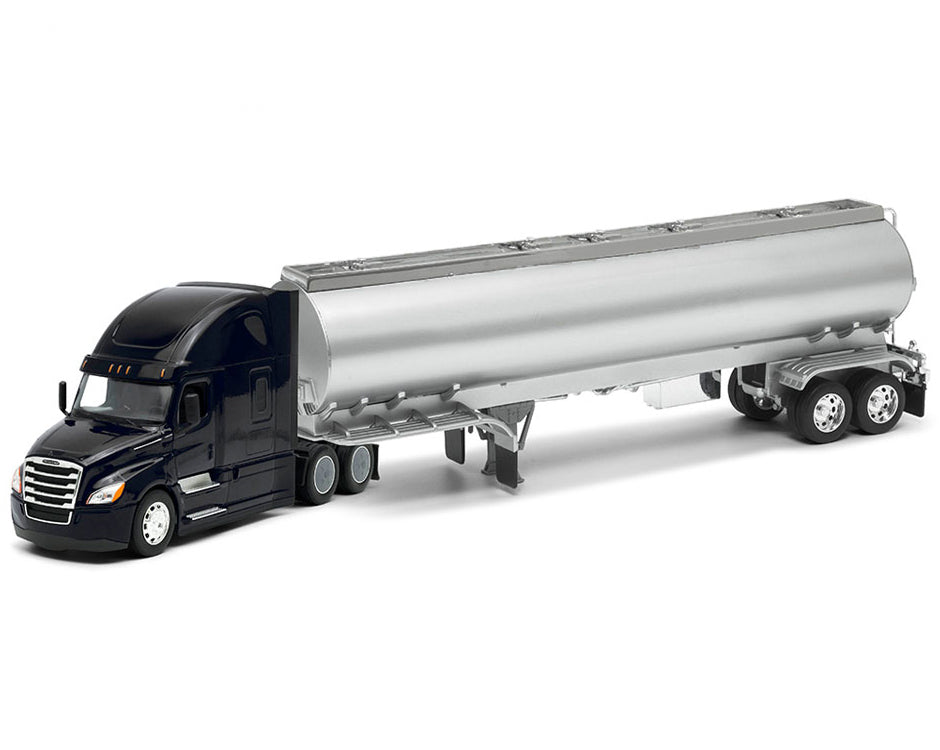 Freightliner Cascadia Truck Black with Silver Tanker Trailer "Transporter" Series 1/32 T&y Diecast Model by Welly