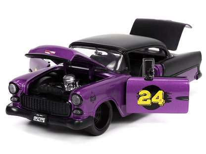 1955 Chevrolet Bel Air #24 Purple Metallic and Matt Black "Bigtime Muscle" Series 1/24 Diecast Model Car by Jada <h2>1955 Jada</h2> <p>High-quality perfect for collectors enthusiasts. Features detaile