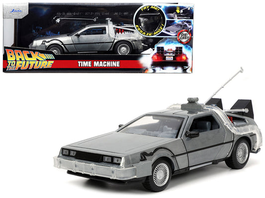 DeLorean Brushed Metal Time Machine Lights (1985) 1/24 Diecast Model Car - Jada