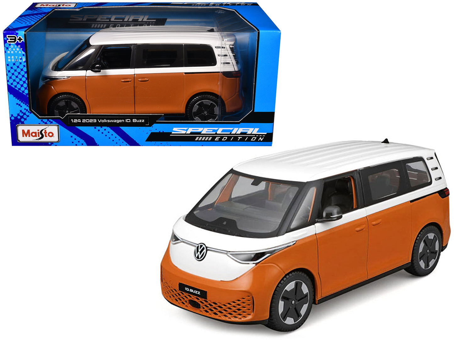 Maisto 2023 Volkswagen ID. Buzz Van Orange and White "Special Edition" Series 1/24 Diecast Model Car by <h2>2023 Maisto</h2> <p>High-quality perfect for collectors enthusiasts. Features detailed inter
