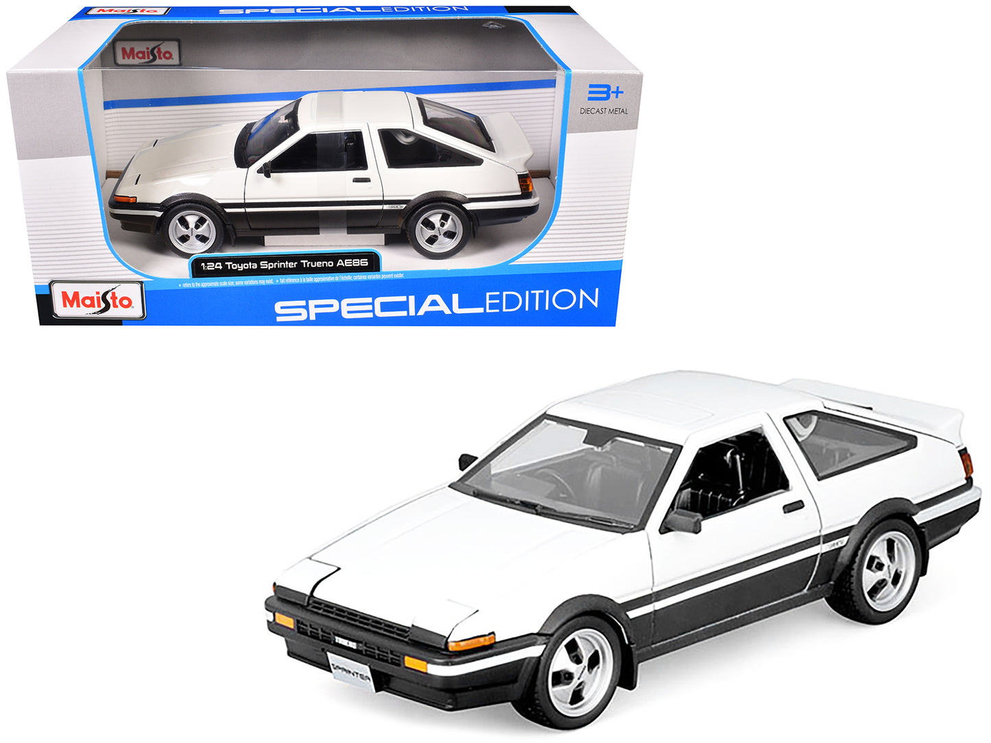 Maisto Toyota Sprinter Trueno AE86 RHD (Right Hand Drive) White with Black Stripes "Special Edition" Series 1/24 Diecast Model Car by <h2>Toyota Maisto</h2> <p>High-quality perfect for collectors and