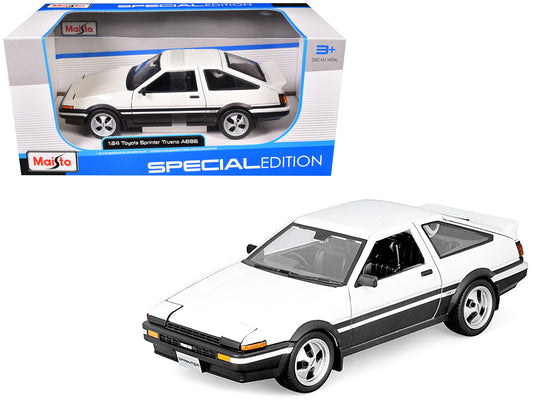 T&yota Sprinter Trueno AE86 RHD (Right Hand Drive) White with Black Stripes "Special Edition" Series 1/24 T&y Diecast Model Car by Maisto