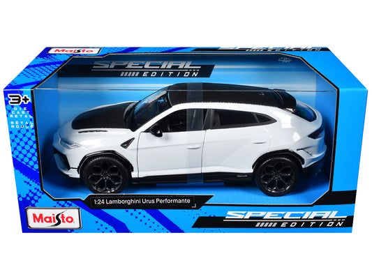 Lamborghini Urus Performante White Metallic with Carbon Hood and Top "Special Edition" Series 1/24 T&y Diecast Model Car by Maisto