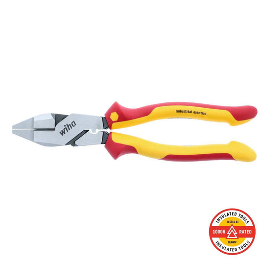 Wiha Insulated Industrial NE Style Linemanâ€™s Pliers with Crimpers 9.5"
