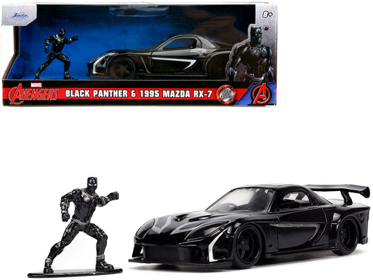 1995 Mazda RX-7 RHD (Right Hand Drive) Black and Panther Diecast Figure "The Avengers" "Hollywood Rides" Series 1/32 Model Car by Jada <h2>1995 Jada</h2> <p>High-quality perfect for collectors enthusi
