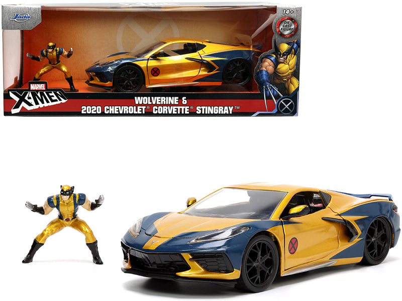 2020 Chevrolet Corvette C8 Stingray Gold Metallic and Dark Blue Wolverine Diecast Figurine "X-Men" "Marvel" Series "Hollywood Rides" 1/24 Model Car by Jada <h2>2020 Jada</h2> <p>High-quality perfect f