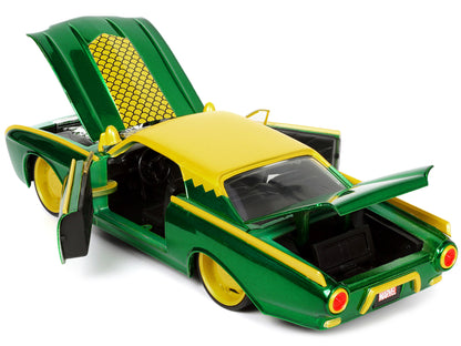 1963 Ford Thunderbird Green and Yellow Metallic with Hood Graphics Loki Diecast Figure "Loki" "Marvel" Series 1/24 Model Car by Jada <h2>1963 Jada</h2> <p>High-quality perfect for collectors enthusias