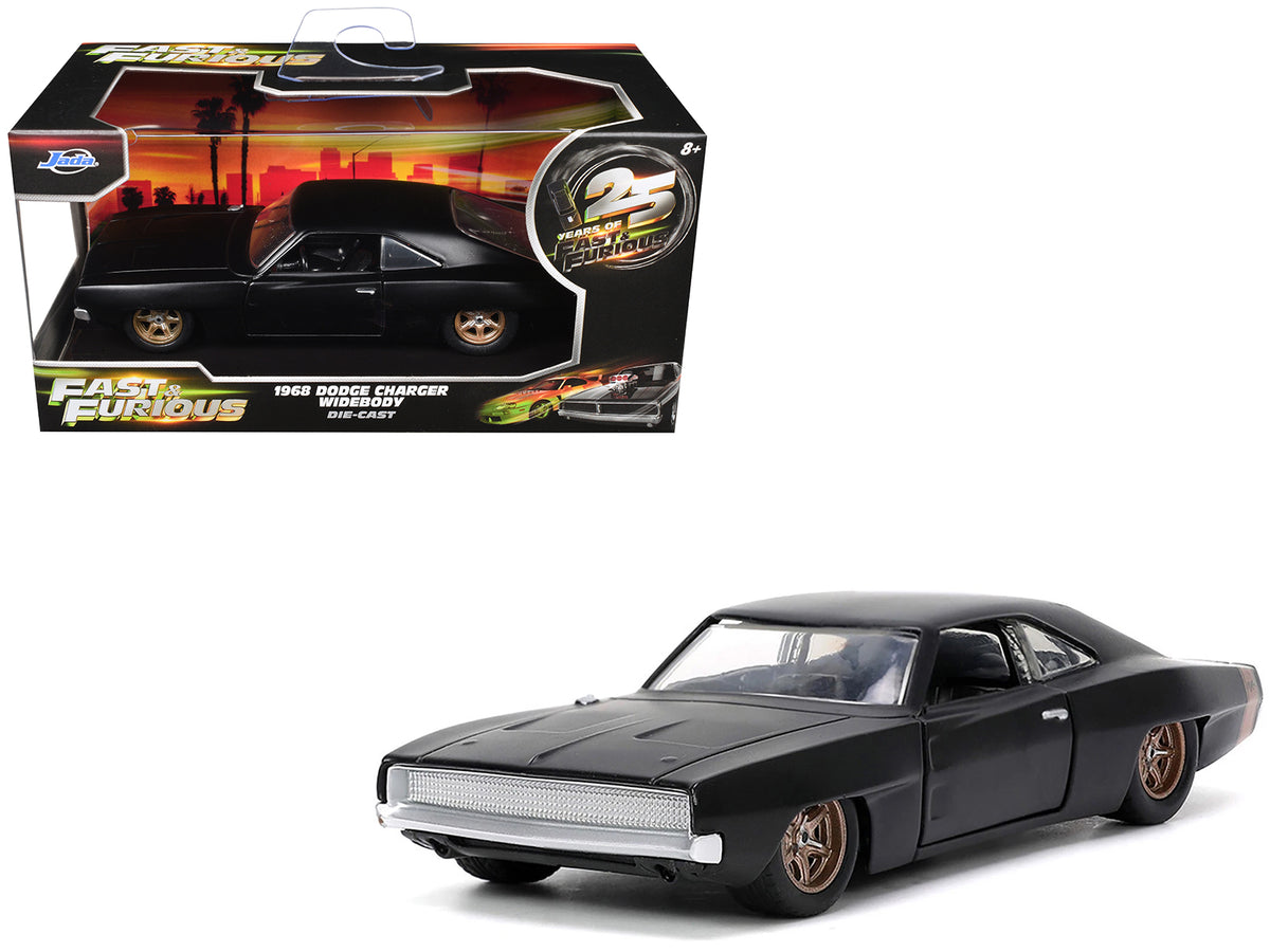 1968 Dodge Charger Widebody Matt Black Bronze Tail 1/32 Diecast Model Car - Jada