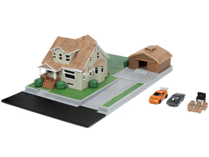 Toretto House Diorama with Dodge Charger Black and Toyota Supra Orange Graphics "Fast Furious" "Nano Scene" Series Models by Jada <h2>Toretto Jada</h2> <p>High-quality diecast model car perfect for co