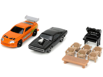 Toretto House Diorama with Dodge Charger Black and Toyota Supra Orange Graphics "Fast Furious" "Nano Scene" Series Models by Jada <h2>Toretto Jada</h2> <p>High-quality diecast model car perfect for co