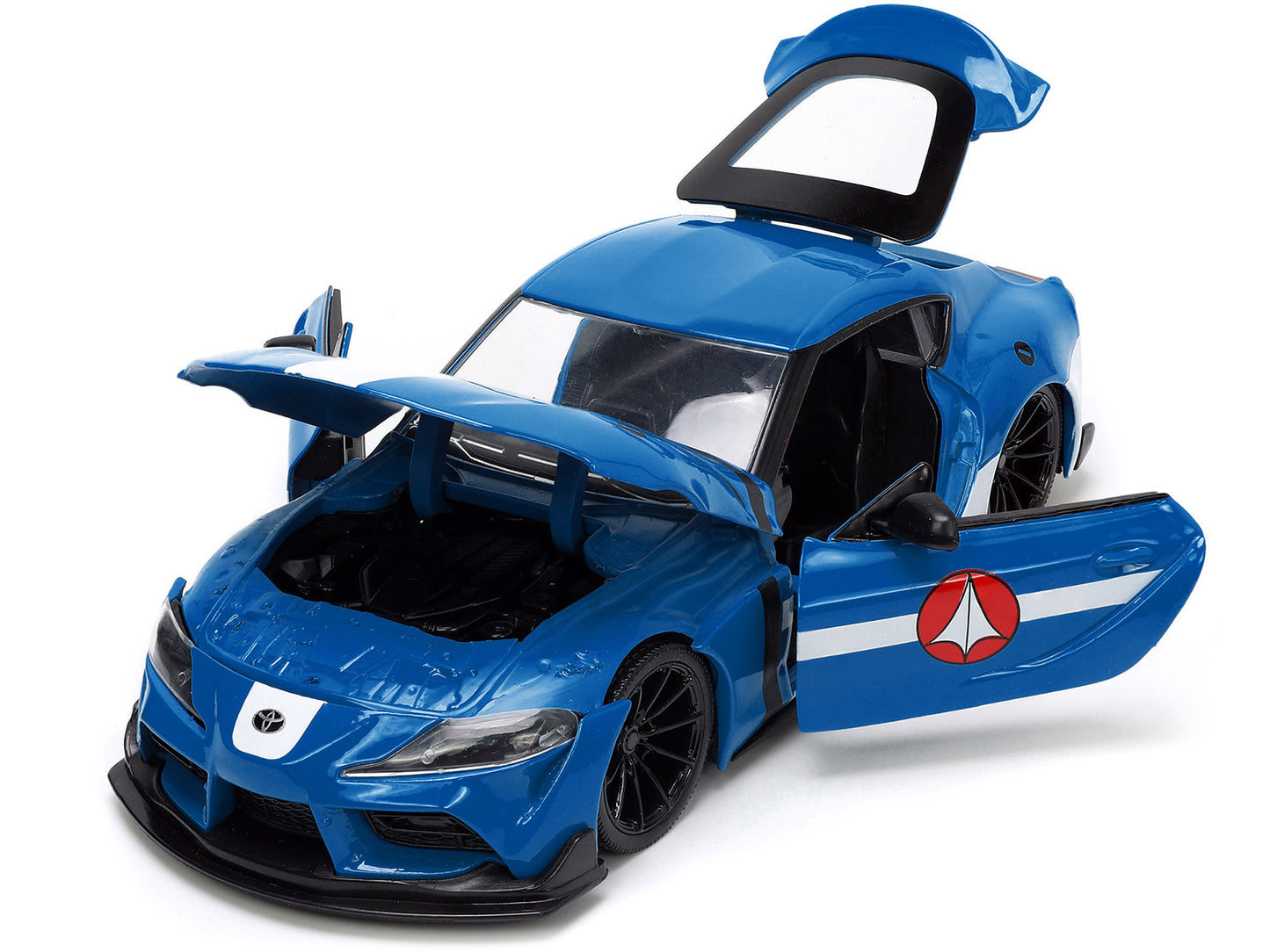 2020 Toyota Supra Blue with Graphics and Max Sterling Diecast Figurine "Robotech" "Hollywood Rides" Series 1/24 Model Car by Jada <h2>2020 Jada</h2> <p>High-quality perfect for collectors enthusiasts.