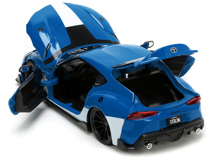 2020 Toyota Supra Blue with Graphics and Max Sterling Diecast Figurine "Robotech" "Hollywood Rides" Series 1/24 Model Car by Jada <h2>2020 Jada</h2> <p>High-quality perfect for collectors enthusiasts.