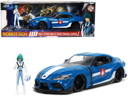 2020 Toyota Supra Blue with Graphics and Max Sterling Diecast Figurine "Robotech" "Hollywood Rides" Series 1/24 Model Car by Jada <h2>2020 Jada</h2> <p>High-quality perfect for collectors enthusiasts.