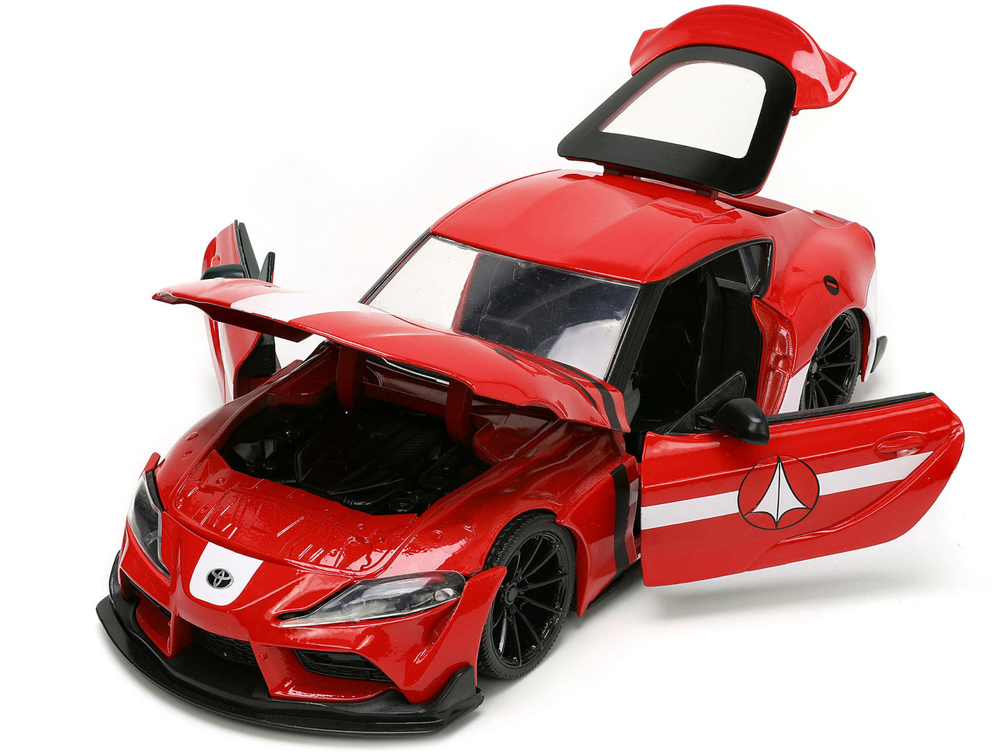 2020 Toyota Supra Red with Graphics and Miriya Sterling Diecast Figurine "Robotech" "Hollywood Rides" Series 1/24 Model Car by Jada <h2>2020 Jada</h2> <p>High-quality perfect for collectors enthusiast