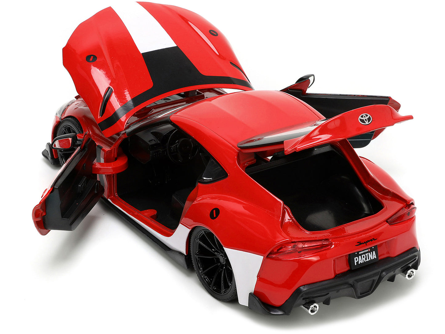 2020 Toyota Supra Red with Graphics and Miriya Sterling Diecast Figurine "Robotech" "Hollywood Rides" Series 1/24 Model Car by Jada <h2>2020 Jada</h2> <p>High-quality perfect for collectors enthusiast