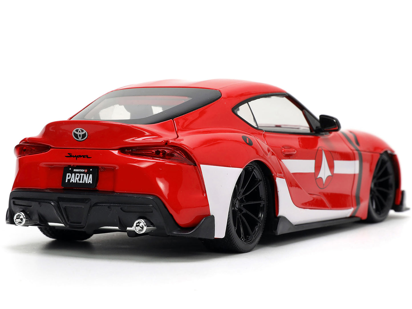 2020 Toyota Supra Red with Graphics and Miriya Sterling Diecast Figurine "Robotech" "Hollywood Rides" Series 1/24 Model Car by Jada <h2>2020 Jada</h2> <p>High-quality perfect for collectors enthusiast