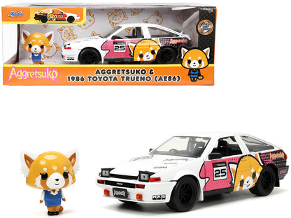1986 Toyota Trueno (AE86) RHD (Right Hand Drive) #25 White with Graphics and Aggretsuko Diecast Figure "Aggretsuko" "Anime Hollywood Rides" Series 1/24 Model Car by Jada <h2>1986 Jada</h2> <p>High-qua