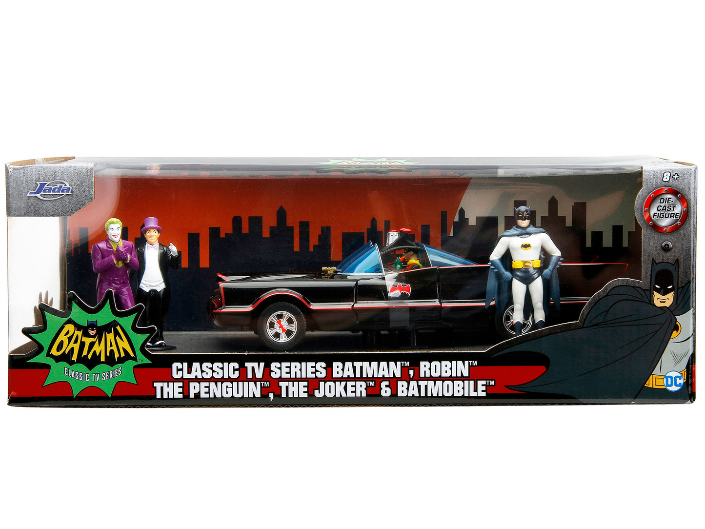 1966 Classic Batmobile with Diecast Batman The Joker Penguin and Plastic Robin Sitting Inside Car "Batman" TV Series (1966) "Hollywood Rides" 1/24 Model by Jada <h2>1966 Jada</h2> <p>High-quality perf