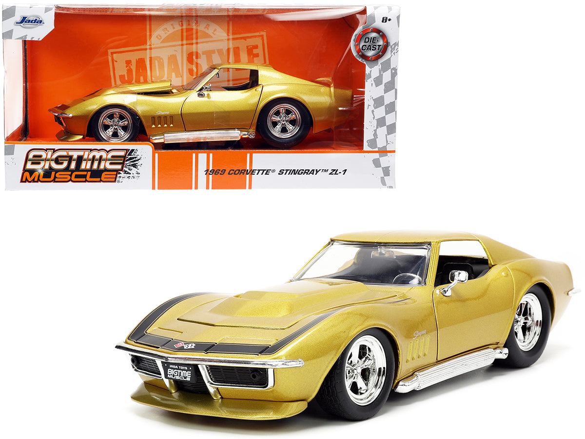 1969 Chevrolet Corvette Stingray ZL-1 Gold Metallic with Black Stripe "Bigtime Muscle" Series 1/24 Diecast Model Car by Jada <h2>1969 Jada</h2> <p>High-quality perfect for collectors and enthusiasts.