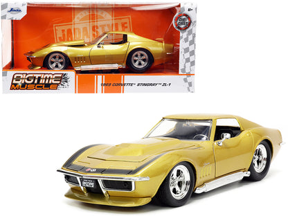 1969 Chevrolet Corvette Stingray ZL-1 Gold Metallic with Black Stripe "Bigtime Muscle" Series 1/24 Diecast Model Car by Jada <h2>1969 Jada</h2> <p>High-quality perfect for collectors and enthusiasts.