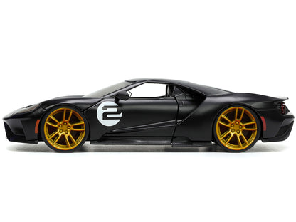 2017 Ford GT #2 Matt Black with Silver Stripes and Gold Wheels "Bigtime Muscle" Series 1/24 Diecast Model Car by Jada <h2>2017 Jada</h2> <p>High-quality perfect for collectors enthusiasts. Features de