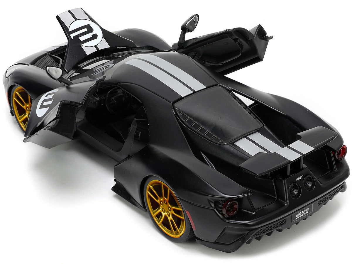2017 Ford GT #2 Matt Black with Silver Stripes and Gold Wheels "Bigtime Muscle" Series 1/24 Diecast Model Car by Jada <h2>2017 Jada</h2> <p>High-quality perfect for collectors enthusiasts. Features de