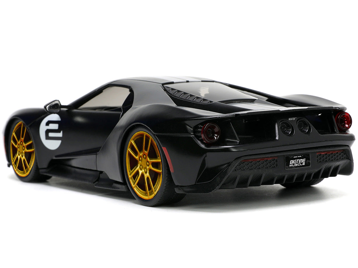 2017 Ford GT #2 Matt Black with Silver Stripes and Gold Wheels "Bigtime Muscle" Series 1/24 Diecast Model Car by Jada <h2>2017 Jada</h2> <p>High-quality perfect for collectors enthusiasts. Features de