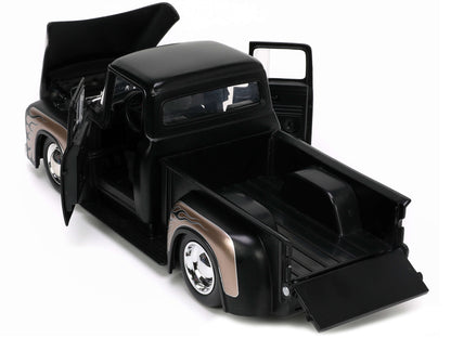 1956 Ford F-100 Pickup Truck Matt Black and Champagne with Flames Extra Wheels "Just Trucks" Series 1/24 Diecast Model Car by Jada <h2>1956 Jada</h2> <p>High-quality perfect for collectors enthusiasts