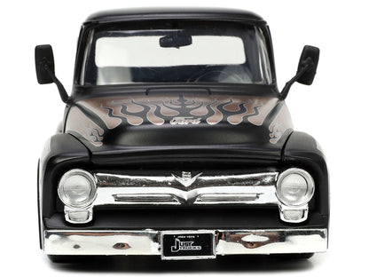 1956 Ford F-100 Pickup Truck Matt Black and Champagne with Flames Extra Wheels "Just Trucks" Series 1/24 Diecast Model Car by Jada <h2>1956 Jada</h2> <p>High-quality perfect for collectors enthusiasts