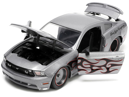 2010 Ford Mustang GT Gray Metallic with Flames "Ford Motor Company" "Bigtime Muscle" Series 1/24 Diecast Model Car by Jada <h2>2010 Jada</h2> <p>High-quality perfect for collectors and enthusiasts. Fe