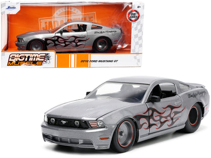 2010 Ford Mustang GT Gray Metallic with Flames "Ford Motor Company" "Bigtime Muscle" Series 1/24 Diecast Model Car by Jada <h2>2010 Jada</h2> <p>High-quality perfect for collectors and enthusiasts. Fe