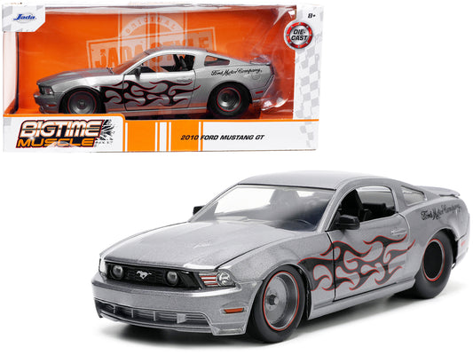 2010 Ford Mustang GT Gray Metallic with Flames "Ford Motor Company" "Bigtime Muscle" Series 1/24 Diecast Model Car by Jada <h2>2010 Jada</h2> <p>High-quality perfect for collectors and enthusiasts. Fe