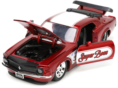 1970 Ford Mustang Boss 429 Candy Red with White Stripes "Super Boss" "Bigtime Muscle" Series 1/24 Diecast Model Car by Jada <h2>1970 Jada</h2> <p>High-quality perfect for collectors and enthusiasts. F