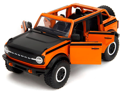2021 Ford Bronco Open-Top Orange with Black Stripes and Hood Extra Wheels "Just Trucks" Series 1/24 Diecast Model Car by Jada <h2>2021 Jada</h2> <p>High-quality perfect for collectors enthusiasts. Fea