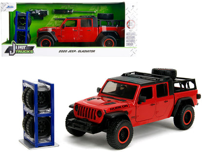 2020 Jeep Gladiator Rubicon Pickup Truck Red with Black Top and Extra Wheels "Just Trucks" Series 1/24 Diecast Model Car by Jada <h2>2020 Jada</h2> <p>High-quality perfect for collectors enthusiasts.