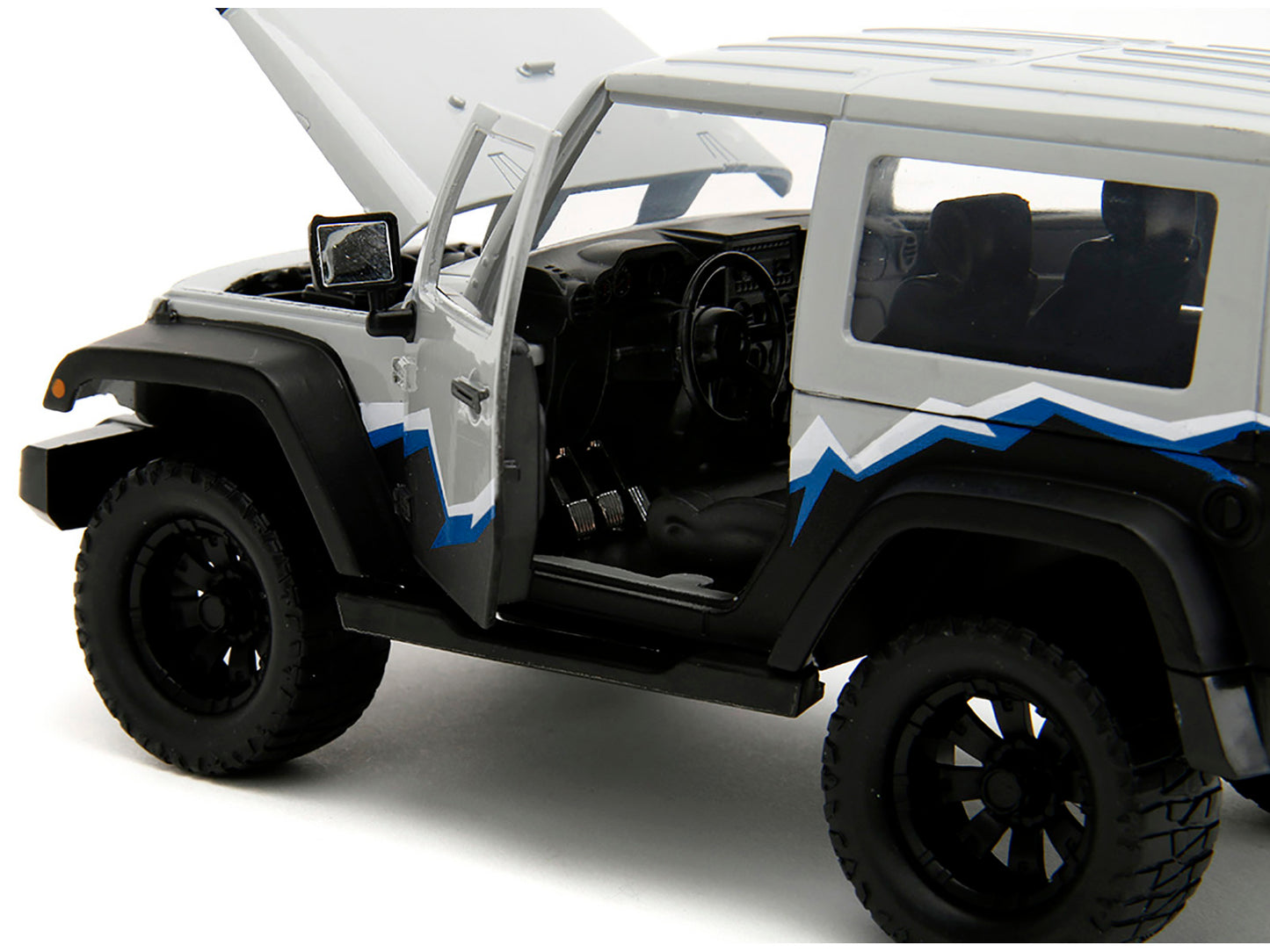 2007 Jeep Wrangler Gray and Black with Blue White Stripes Extra Wheels "Just Trucks" Series 1/24 Diecast Model Car by Jada <h2>2007 Jada</h2> <p>High-quality perfect for collectors enthusiasts. Featur
