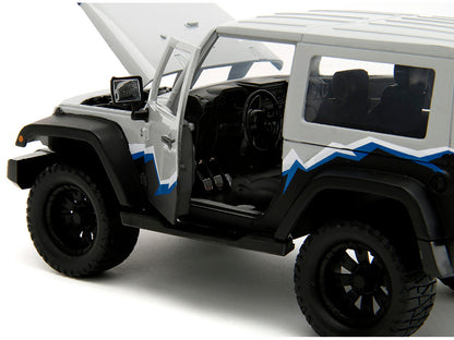 2007 Jeep Wrangler Gray and Black with Blue White Stripes Extra Wheels "Just Trucks" Series 1/24 Diecast Model Car by Jada <h2>2007 Jada</h2> <p>High-quality perfect for collectors enthusiasts. Featur