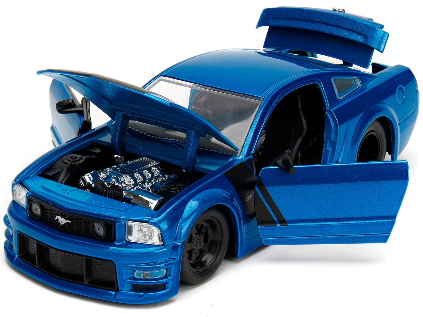 2006 Ford Mustang GT Blue Metallic with Matt Black Hood and Stripes "Bigtime Muscle" Series 1/24 Diecast Model Car by Jada <h2>2006 Jada</h2> <p>High-quality perfect for collectors enthusiasts. Featur