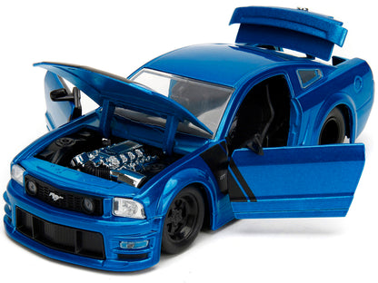 2006 Ford Mustang GT Blue Metallic with Matt Black Hood and Stripes "Bigtime Muscle" Series 1/24 Diecast Model Car by Jada <h2>2006 Jada</h2> <p>High-quality perfect for collectors enthusiasts. Featur