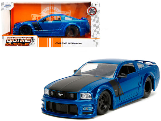 2006 Ford Mustang GT Blue Metallic with Matt Black Hood and Stripes "Bigtime Muscle" Series 1/24 Diecast Model Car by Jada <h2>2006 Jada</h2> <p>High-quality perfect for collectors enthusiasts. Featur