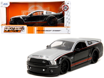 2008 Ford Shelby Mustang GT-500KR Silver and Black with Red Stripes "Bigtime Muscle" Series 1/24 Diecast Model Car by Jada <h2>2008 Jada</h2> <p>High-quality perfect for collectors enthusiasts. Featur