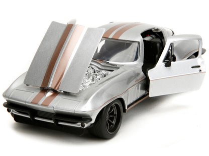 1966 Chevrolet Corvette Silver Metallic with Bronze Stripes "Bigtime Muscle" Series 1/24 Diecast Model Car by Jada <h2>1966 Jada</h2> <p>High-quality perfect for collectors and enthusiasts. Features d