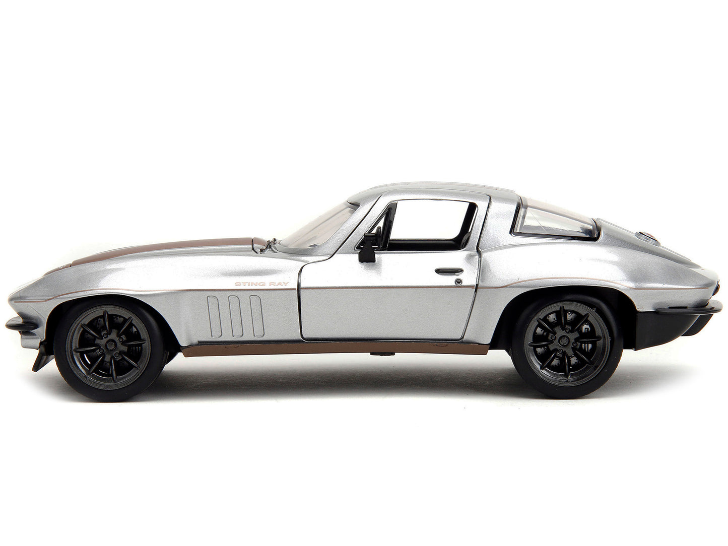 1966 Chevrolet Corvette Silver Metallic with Bronze Stripes "Bigtime Muscle" Series 1/24 Diecast Model Car by Jada <h2>1966 Jada</h2> <p>High-quality perfect for collectors and enthusiasts. Features d
