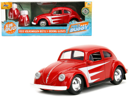 1959 Volkswagen Beetle Red with White Graphics and Boxing Gloves Accessory "Punch Buggy" Series 1/32 Diecast Model Car by Jada <h2>1959 Jada</h2> <p>High-quality perfect for collectors enthusiasts. Fe