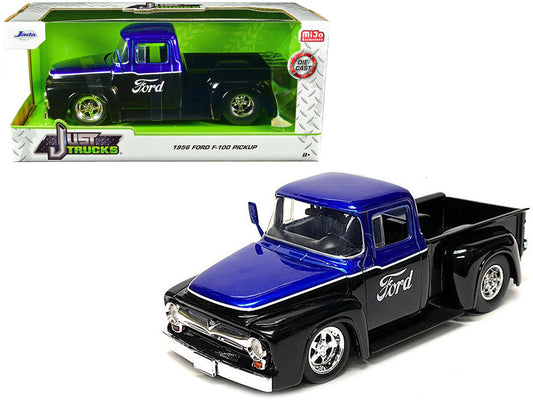 1956 Ford F-100 Pickup Truck Black and Blue Metallic with Graphics "Just Trucks" Series 1/24 Diecast Model Car by Jada <h2>1956 Jada</h2> <p>High-quality perfect for collectors enthusiasts. Features d