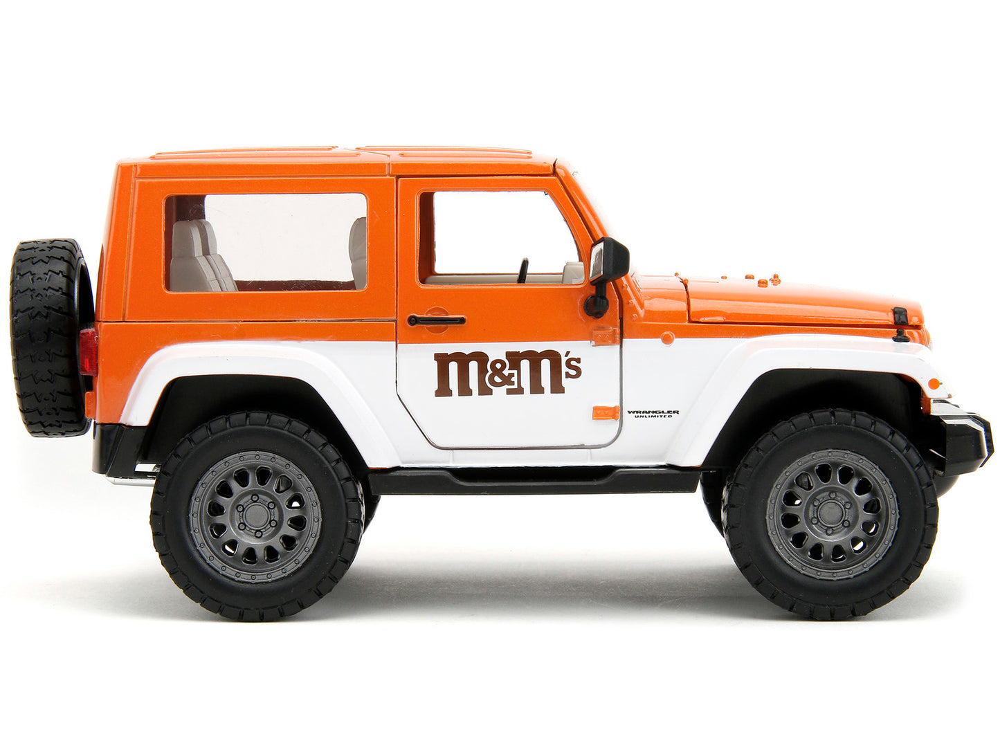 2007 Jeep Wrangler Orange Metallic and White M&M Diecast Figure "M&M's" "Hollywood Rides" Series 1/24 Model Car by Jada <h2>2007 Jada</h2> <p>High-quality perfect for collectors enthusiasts. Features
